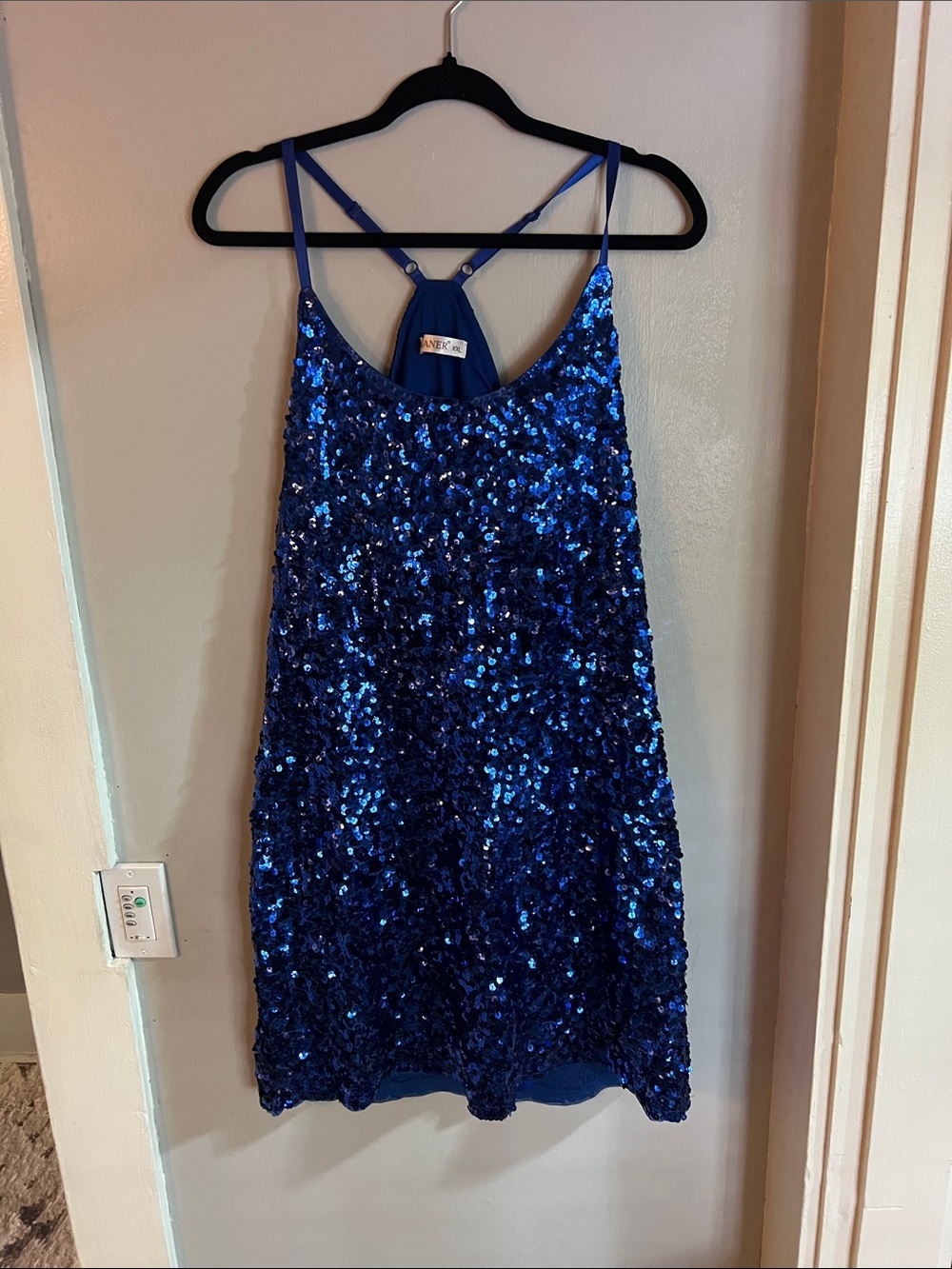 Manet Sequin Slip Midi Dress in Royal Blue XXL
